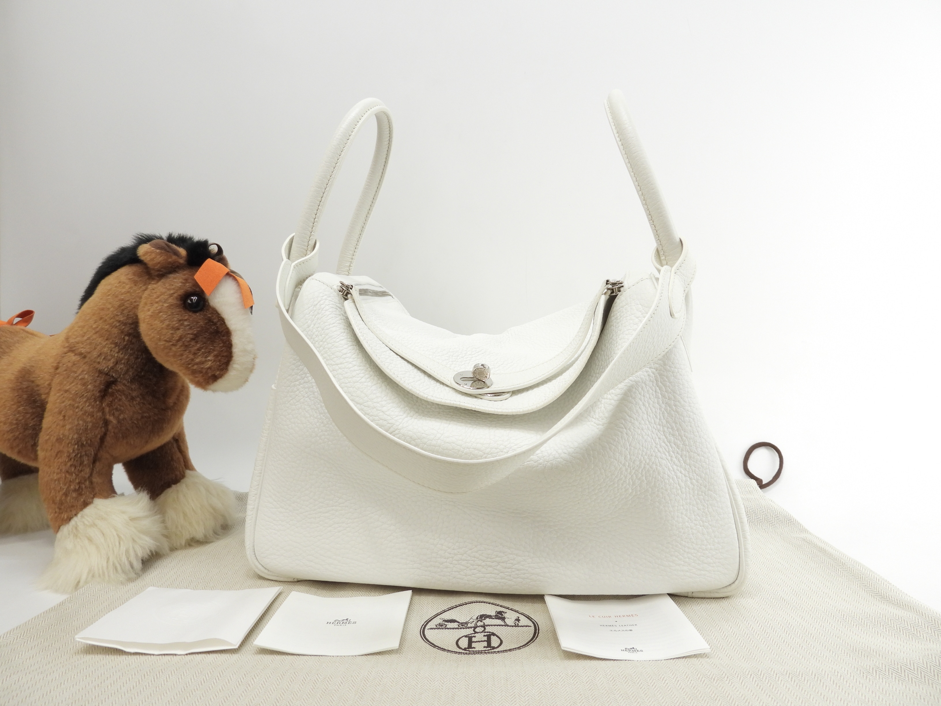 リンディ34 トリヨンクレマンス 白 ショルダー付ハンドバッグ トートバッグ@K 3