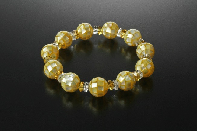 金運貝のペンダント＆ブレスレットセット黄蝶貝/白水晶/黄水晶/パワーストーン ブレスレット