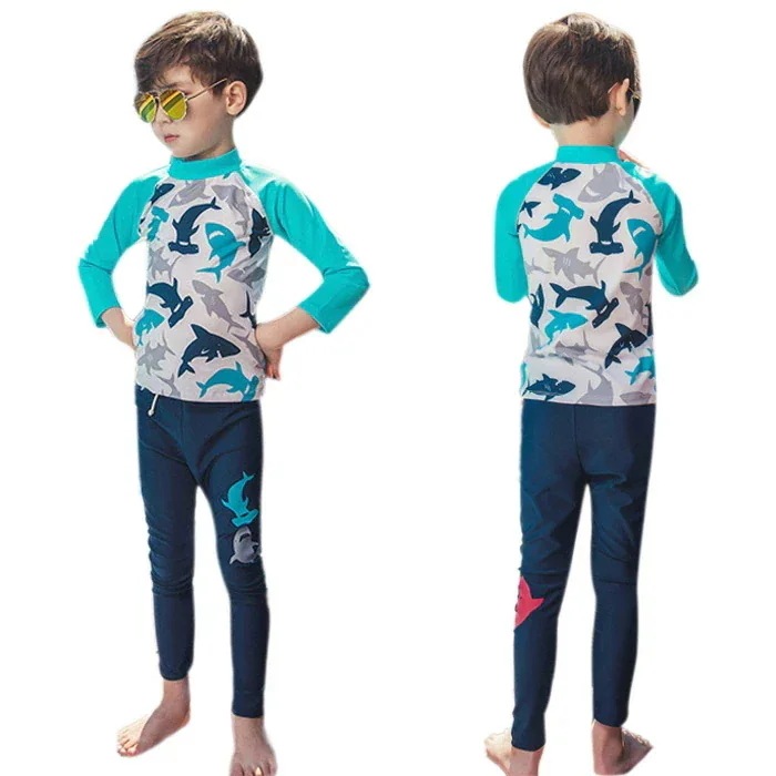 【20点セット】メガ割キッズ 水着 男の子 長袖 トップス パンツ セパレート2点セット 子供 スクール スポーツ フィットネス プール ビーチ 夏 海水浴 練習用 スイムウェア かわいい キッズ ジ