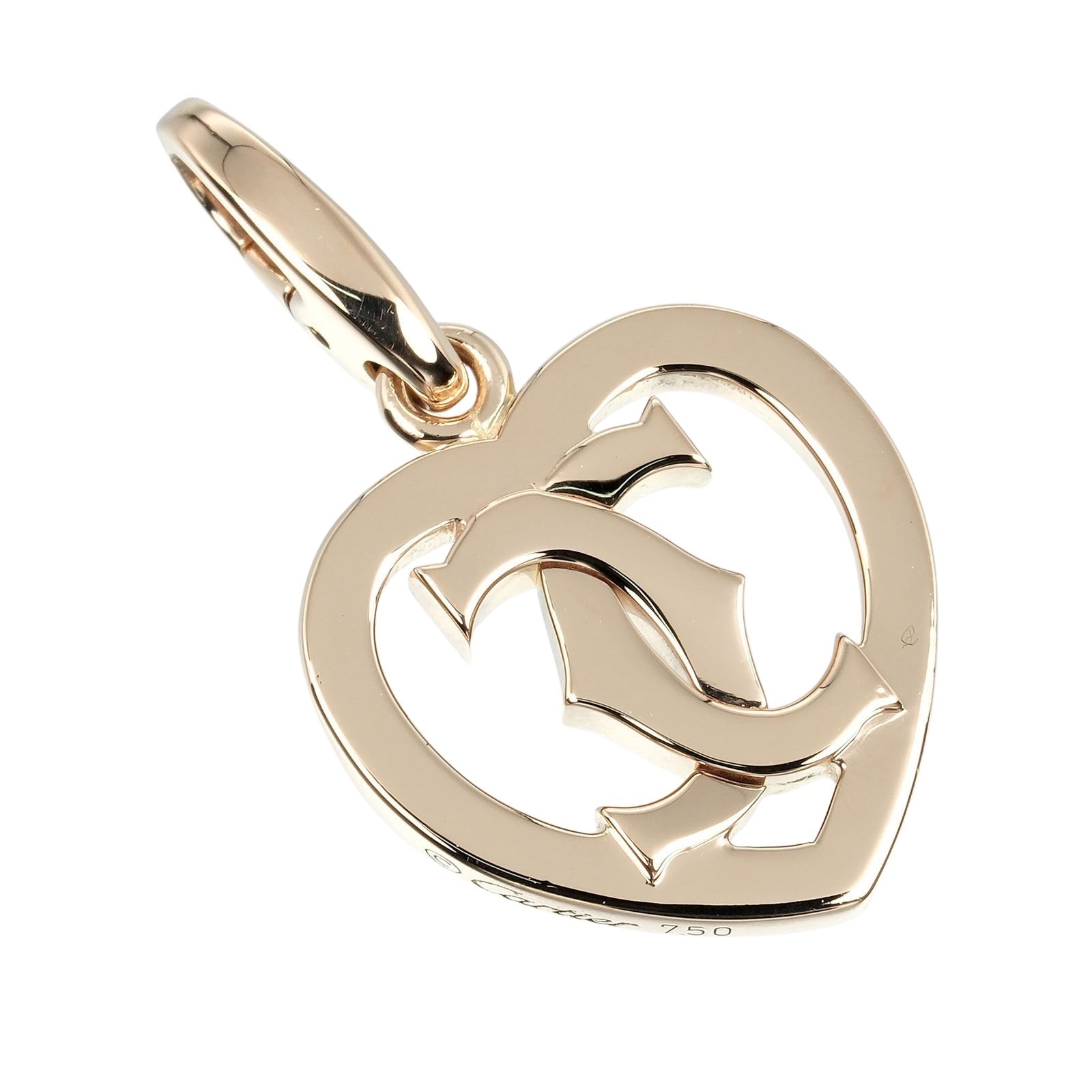 2Cハート ペンダントトップ K18ピンクゴールド 約5.1g レディース 中古品 Aランク