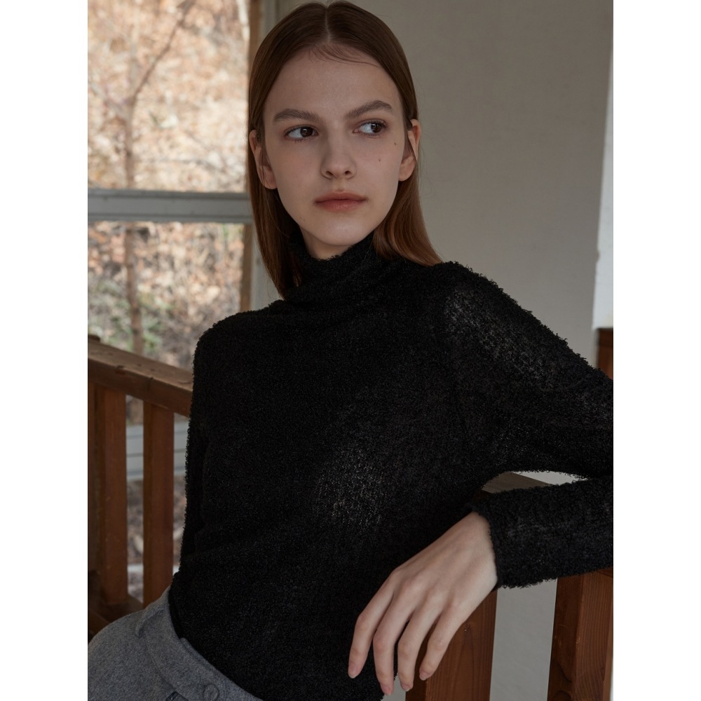 アムールモイエシースルーハイネックTシャツブラック amr1739