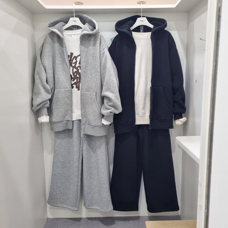 裏起毛フード付きジップアップジャンパー セミワイドフィットパンツセット14540-034-801-47