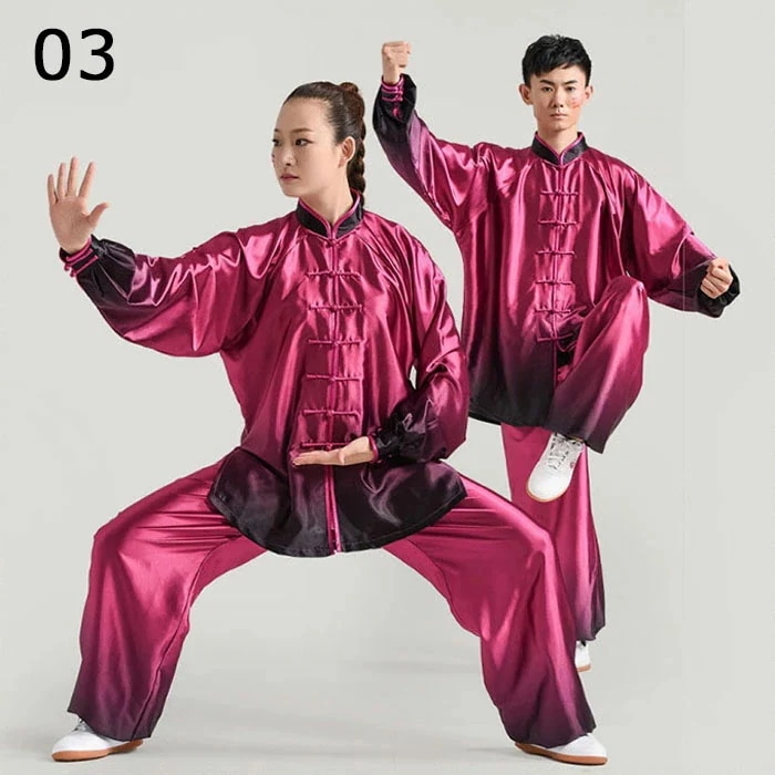 太拳衣装 太拳専用服 全6色 長袖 上下セット グラデーション メンズ レディース 男女兼用 太拳服 太拳パンツ 舞台衣装 団体服 中国風 試合選択太拳 武術 カンフー 気功専用ウエア 舞台