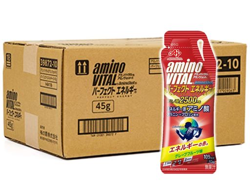 アミノバイタル 【ケース販売】味の素 アミノショット パーフェクトエネルギー グレープフルーツ味 アミノ酸 2500MG アラニン プロリン 栄養ゼリー 携帯性 45グラム (X 64)