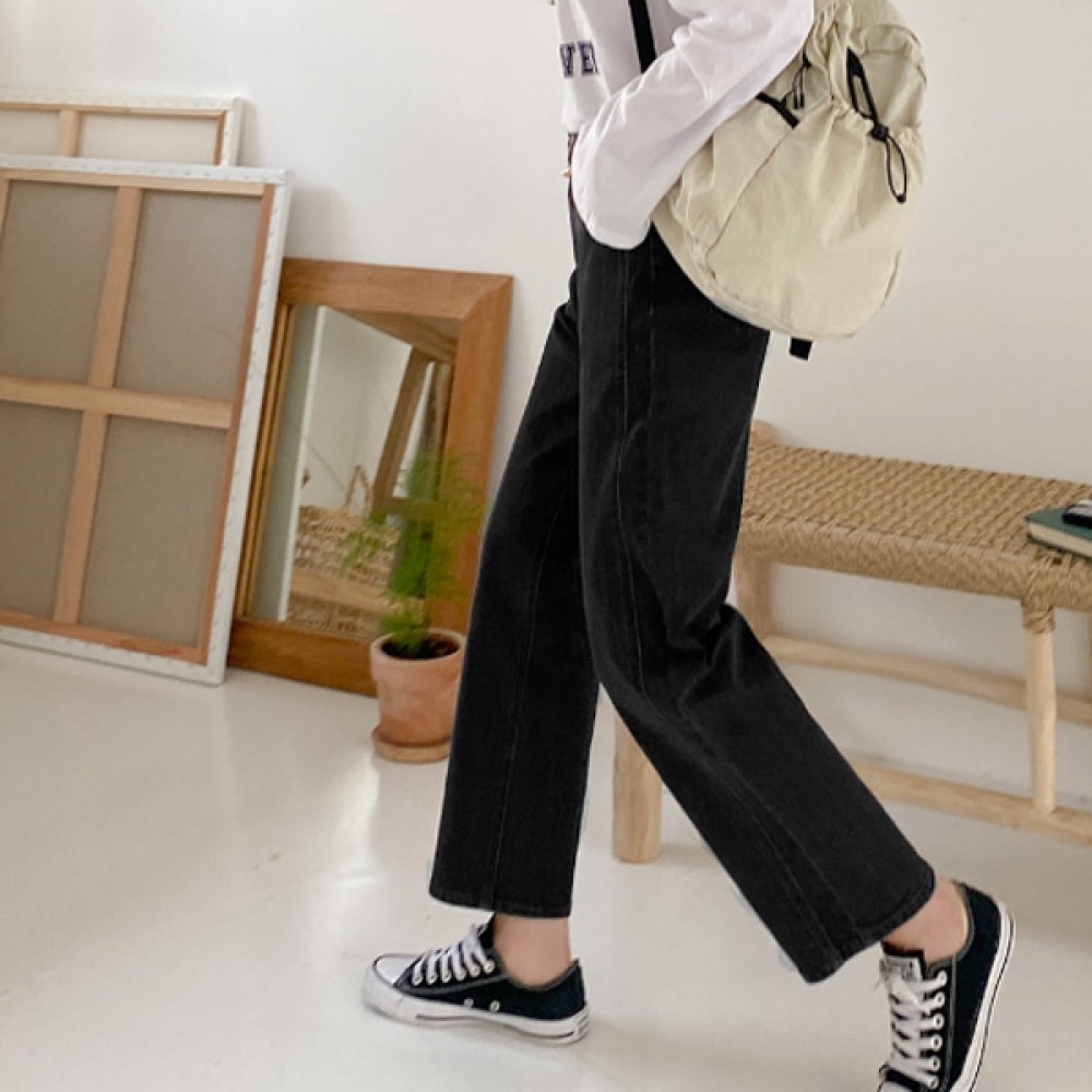 (JSTYLEのイーブレット) イーブレットラージンストレートフィットカットデニムパンツ JSTYLE