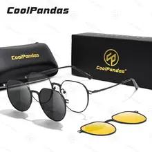 男性と女性のための偏光サングラス3 in 1磁気メガネクリップ暗視クリップレンズアンチブルーライト新しい流行のデザイン