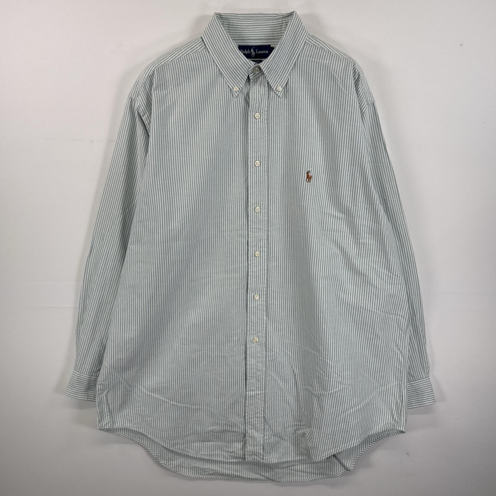 古着 長袖シャツ ボタンダウンシャツ ワンポイント ロゴ 大きいサイズ 17 XL ホワイト ストライプ メンズ 5,060円