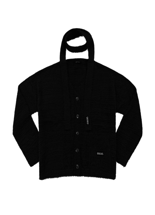 【AS"ON】 LUCA TIE CARDIGAN / BLACK 正規品