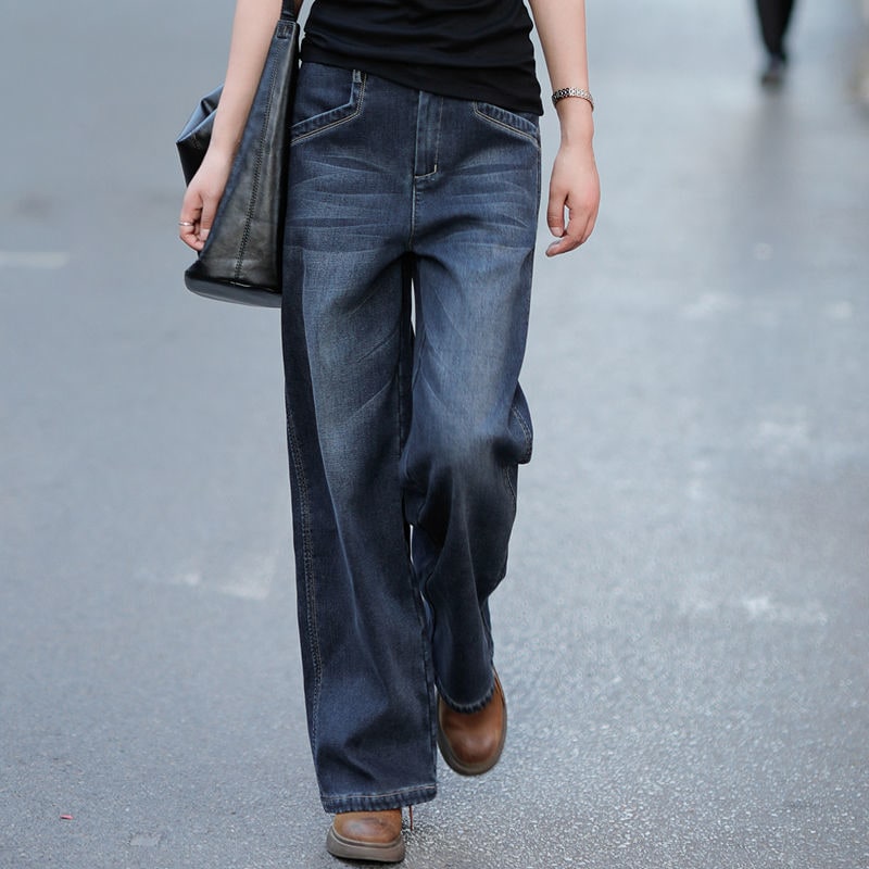 【ふんわりしっとり】 レトロ 無地 ボタン ハイウエスト レギュラー丈 デニムパンツ 5,268円