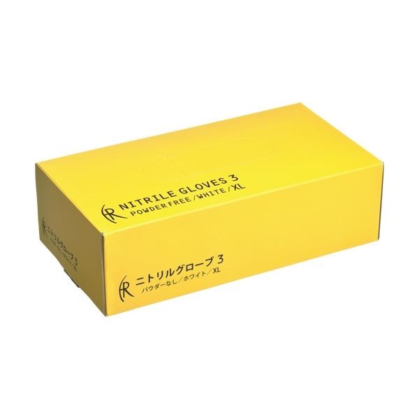 （まとめ）ファーストレイト ニトリルグローブ3 パウダーフリー XL 1箱（200枚）[x3]