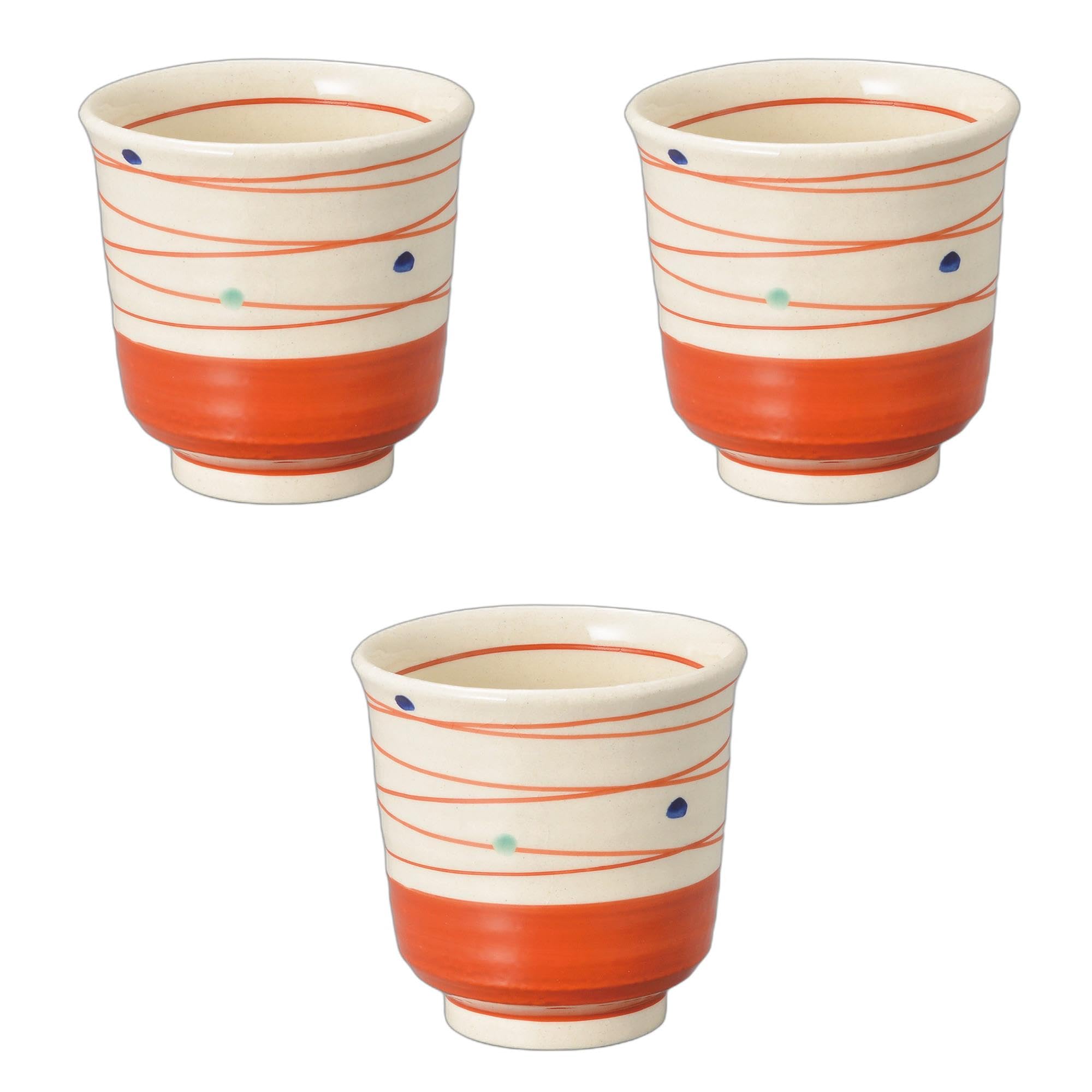 セトモノホンポ(Setomonohonpo) 3個セット 乱点湯呑 赤（小） [ 7.4×7.5cm ] 湯呑陶磁器