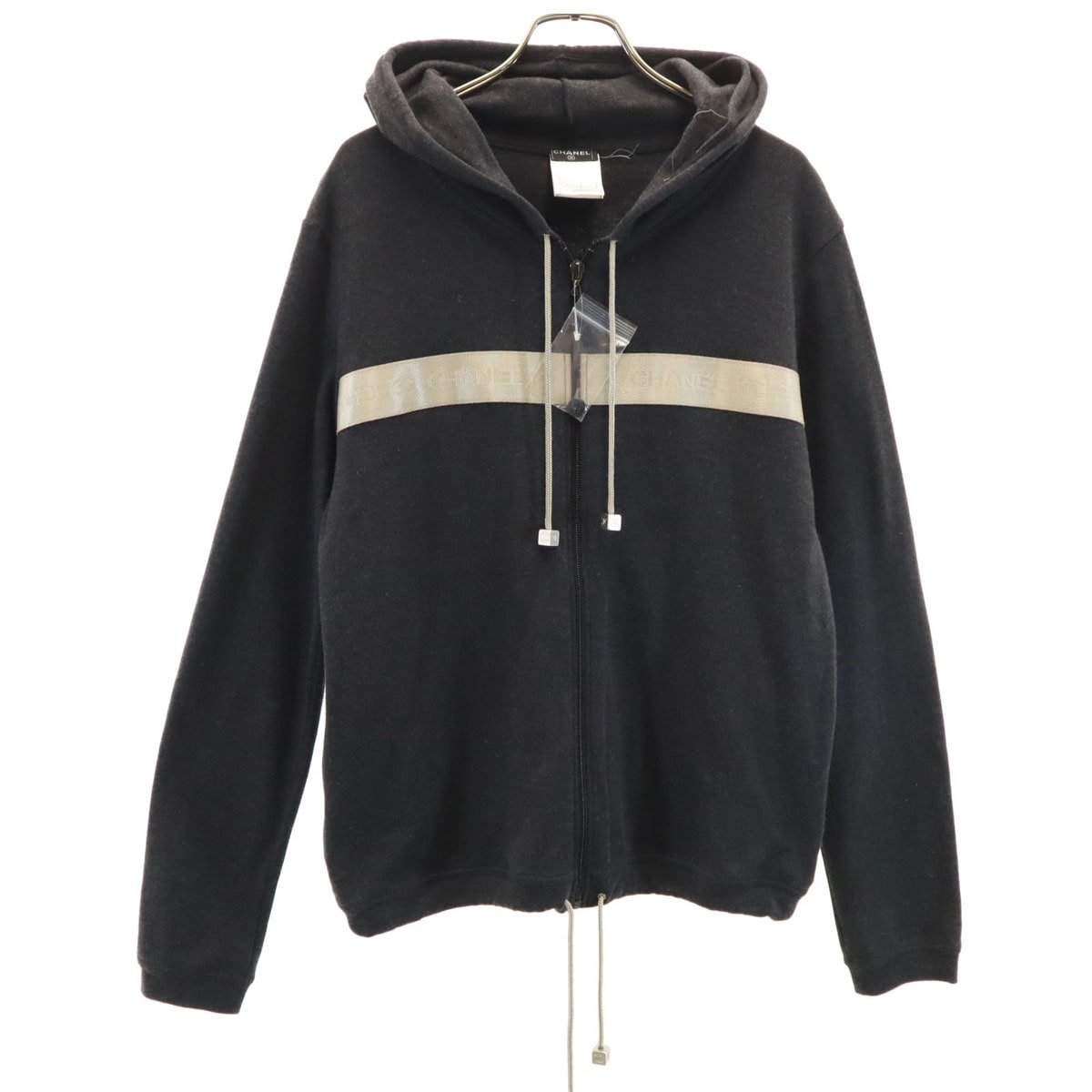 フランス製 カシミヤブレンド 長袖 ジップパーカー 44 チャコールグレー P19776 レディース 古着