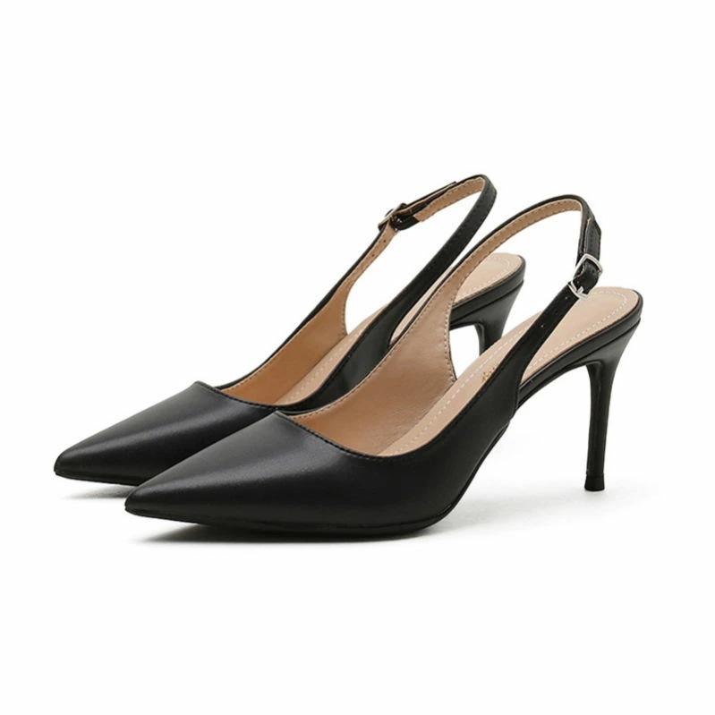 1000円OFFクーポン パンプス ストラップ バックストラップ付き ポインテッドトゥ 6cmハイヒール ピンヒール バックレス 脱げない 走れる 安定感 歩きやすい 低反発 通勤 フォーマル セパレ