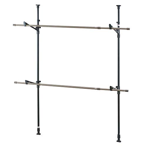 アイリスオーヤマ 洗濯物干し 室内物干し 窓枠物干し【省スペースでたくさん干せる】【コンパクト収納】幅約110~190cm 高さ約110~260cm 木目調 ブラック MW-W260N物干し