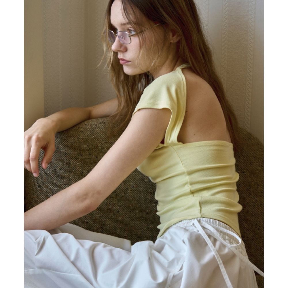 SIGREAT バックレス Tシャツ_イエロー
