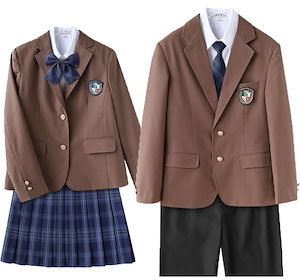 jk 制服 ブレザー5点セット 男/女制服 カップルセット 女子 スカートセット 男子ズボンセット 入学 高校 中学 学生服130-150, XS-4XL