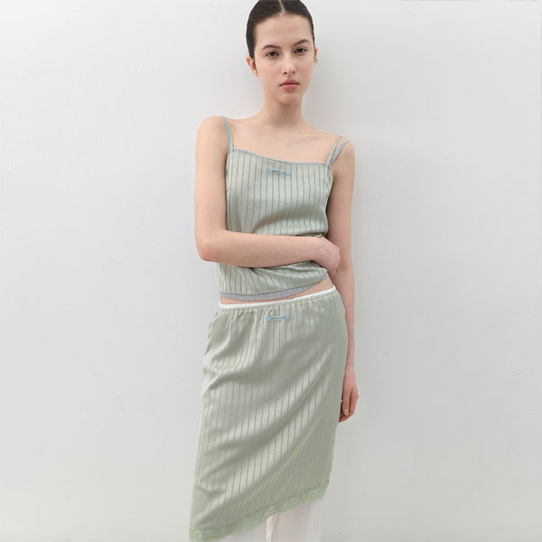 AN SATIN SET-UP STRIPED TOP S (BL-4425)