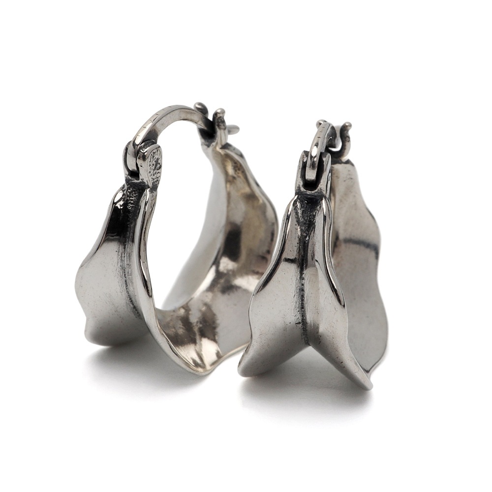 シルバー925 幾何学ピアス フリル [ce333]