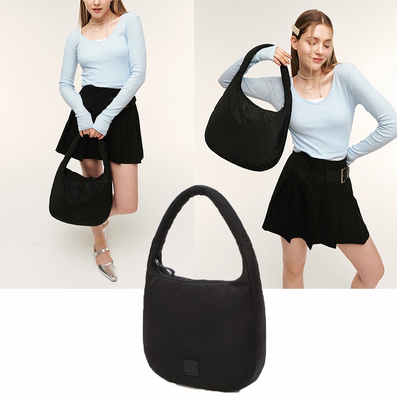 NYLON LARGE SHOULDER BAG JLBA3F626BK ジル ショルダーバッグ トートバッグ 肩掛け ホーボーバッグ ワンハンドルバッグ レディース かわいい ブラック 黒 シンプル