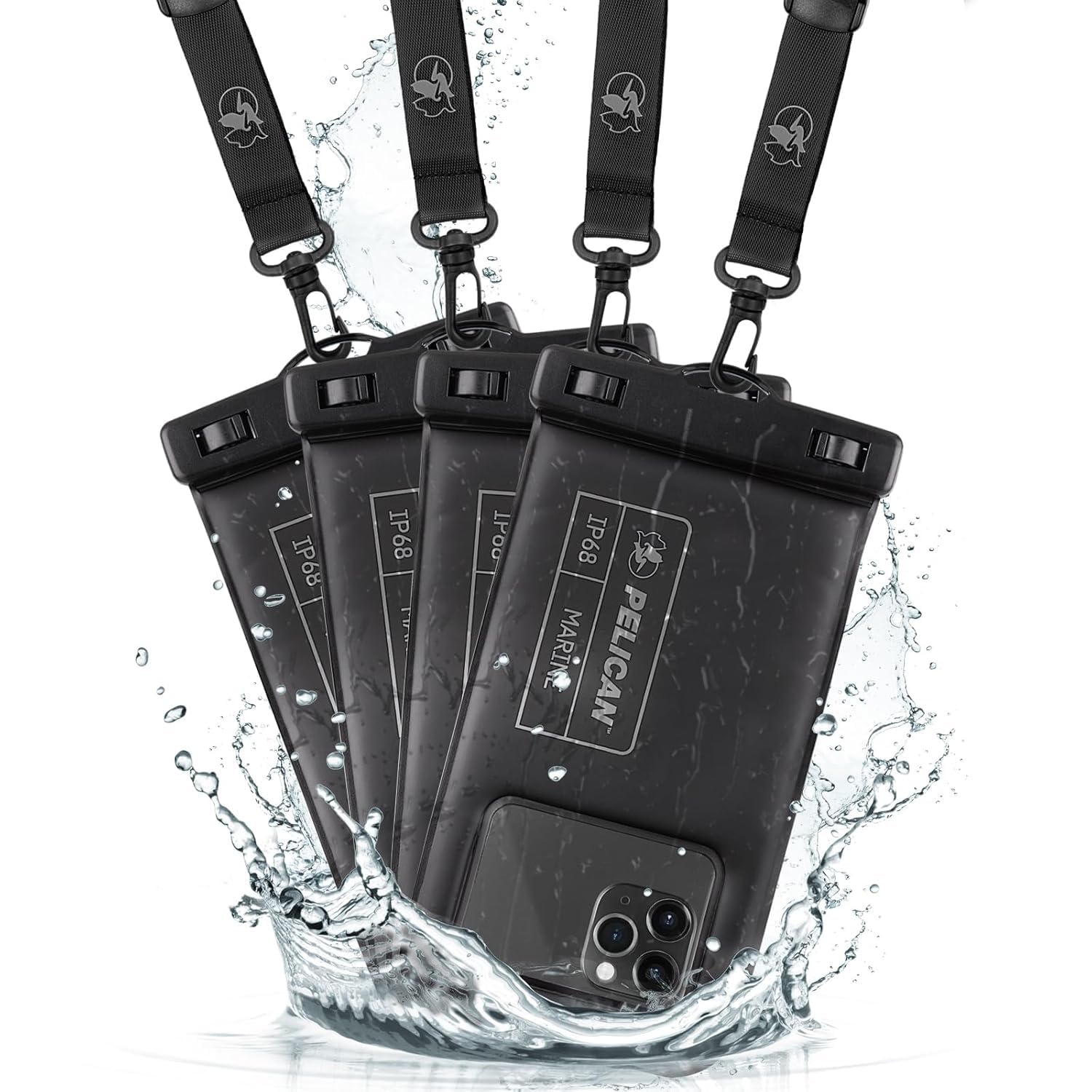 【Pelican】 IP68 (防塵防水規格最高等級) ペリカン スマホ 防水ポーチ 防水ケース ノーマルサイズ 4個セット 最大 6.7 インチ スマートフォン対応 Marine Waterpr