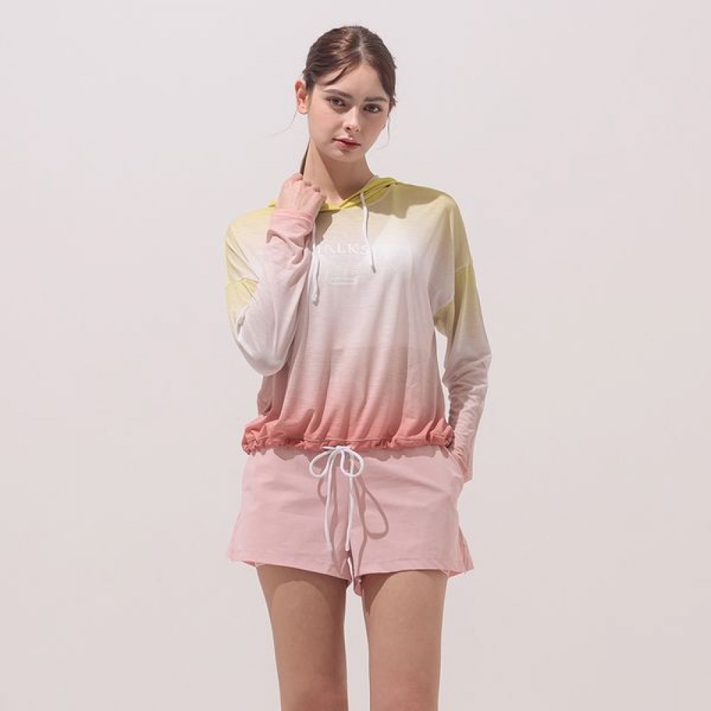 [エアワーク] エアワークサーフレディースビーチウェアフード付きカバーアップ Tシャツ YA-5268