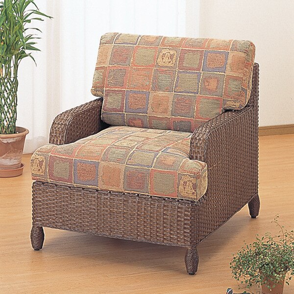 籐 アームチェア クッション付 幅75cm 家具 ソファー 籐家具 ラタンチェア チェア 1人掛けソファ パーソナルチェア 籐椅子 モダン クッション おしゃれ