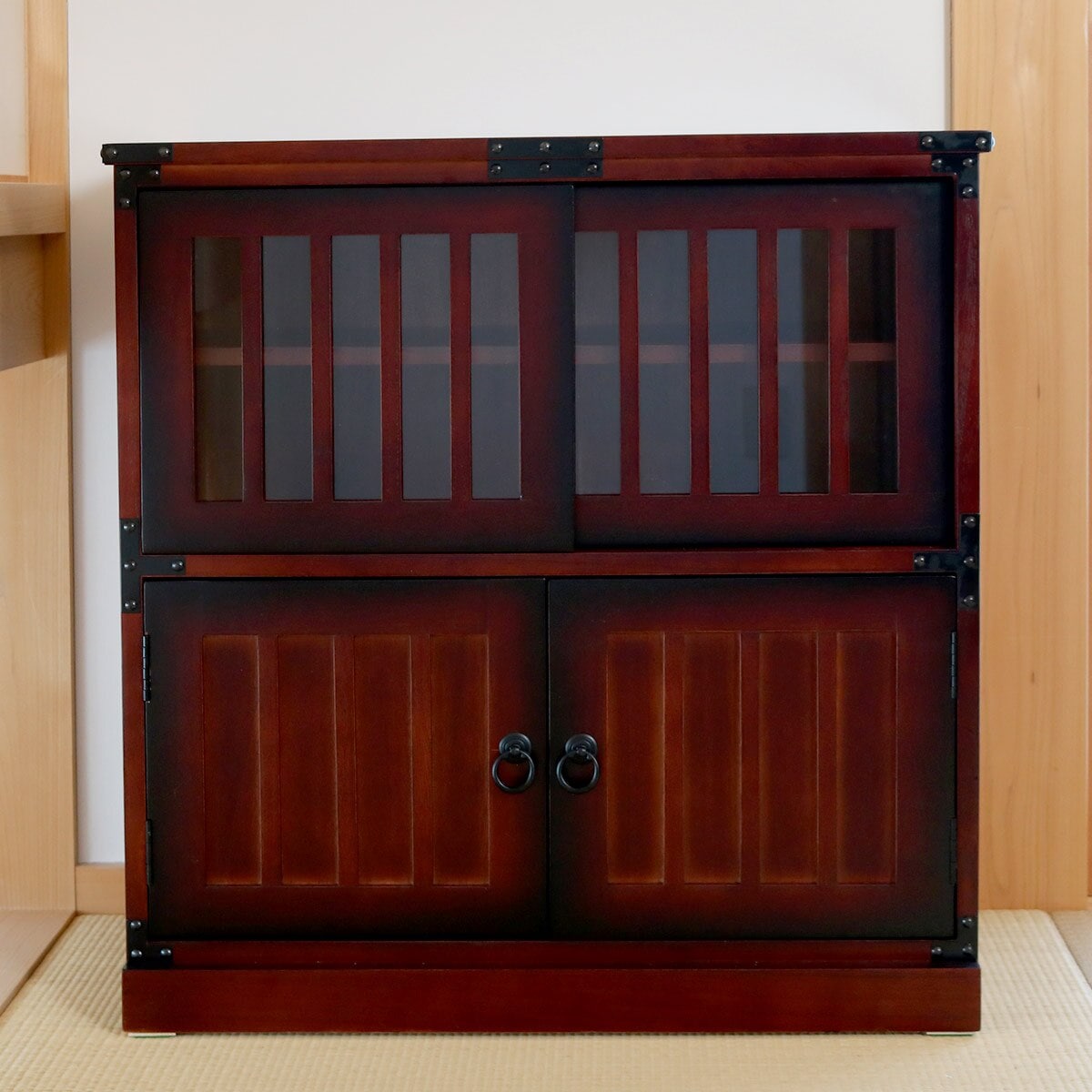 水屋 民芸調 桐製 和風キャビネット 幅57cm