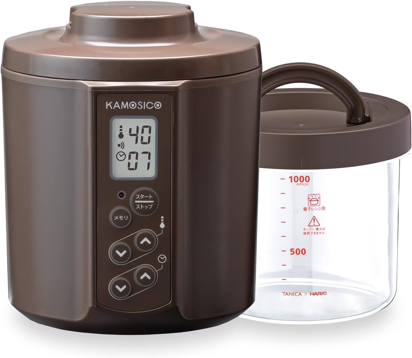 TANICA 新型 KAMOSICO(カモシコ) ガラスセット 温度調節(25～70℃) ・タイマー・ブザー付発酵食メーカー 1100ml KS-02GC