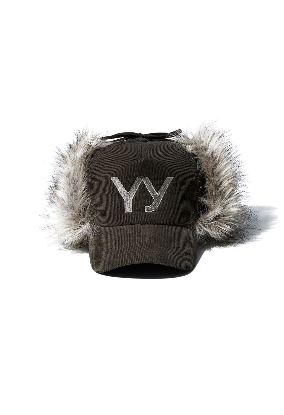 【OPEN Yy】 FAUX FUR CORDUROY EARFLAP CAP : KHAKI