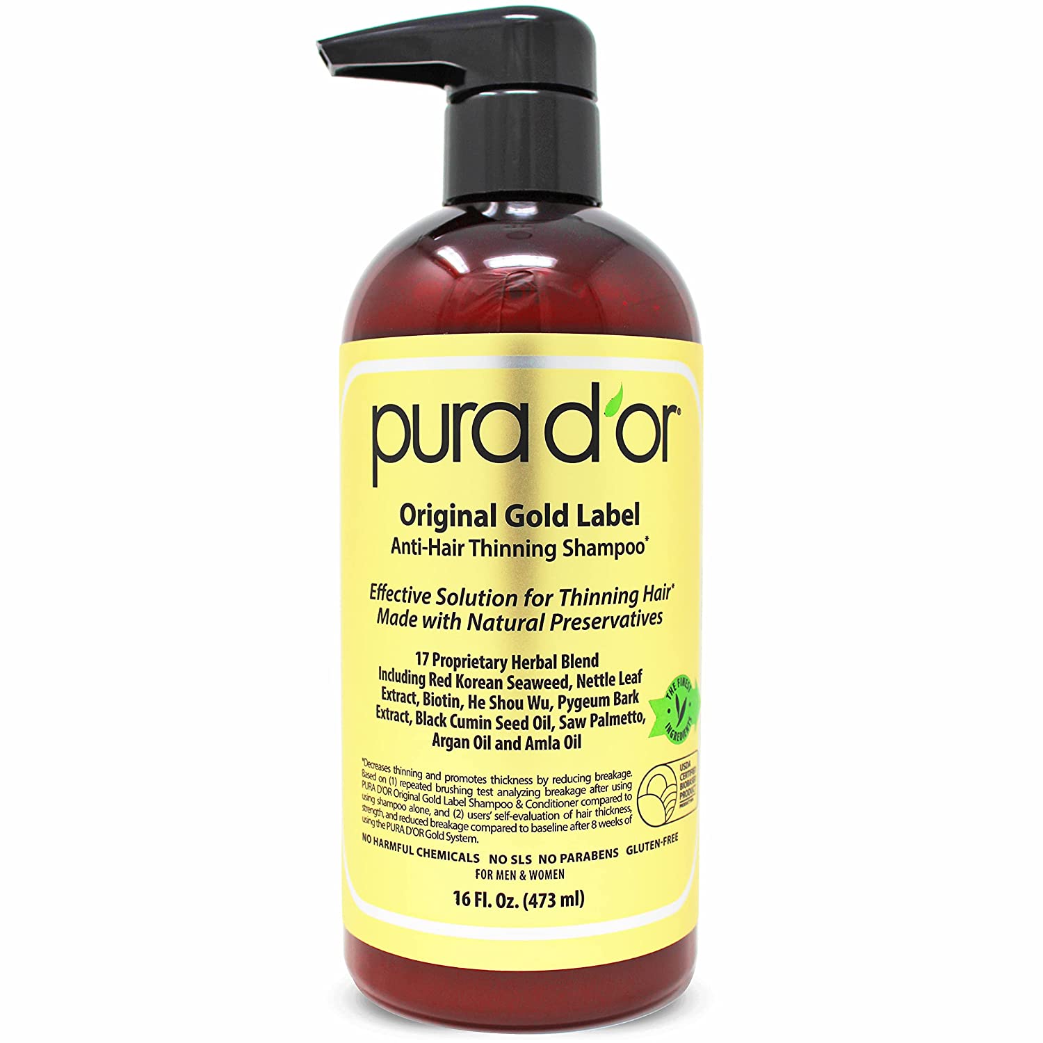 PURAD ORオリジナルゴールドラベル薄膜防止ビオチンシャンプー(16oz)アルガンオイルネトル