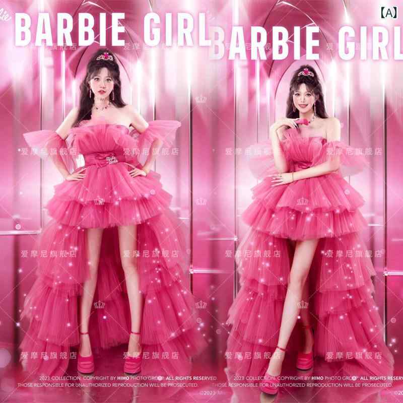 ドレス　パーティー　レディース スタジオの プリンセス ドレス ピンクの ドーパミン ガール バービー 誕生日 チューブ トップ ウェディングドレス ティアードスカート 年次 会議