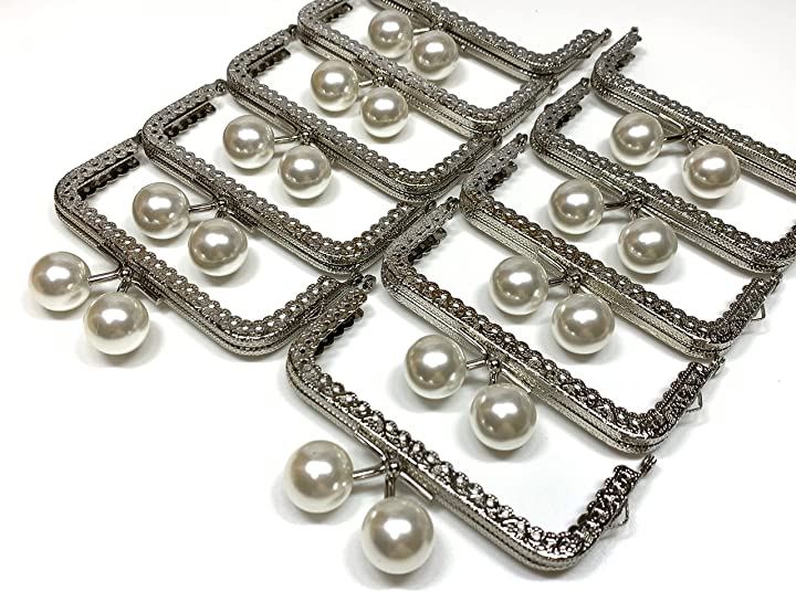 かわいいあめ玉 口金 がま口 10.5cm キャンディー あめ玉20mm(角型パール/シルバー)