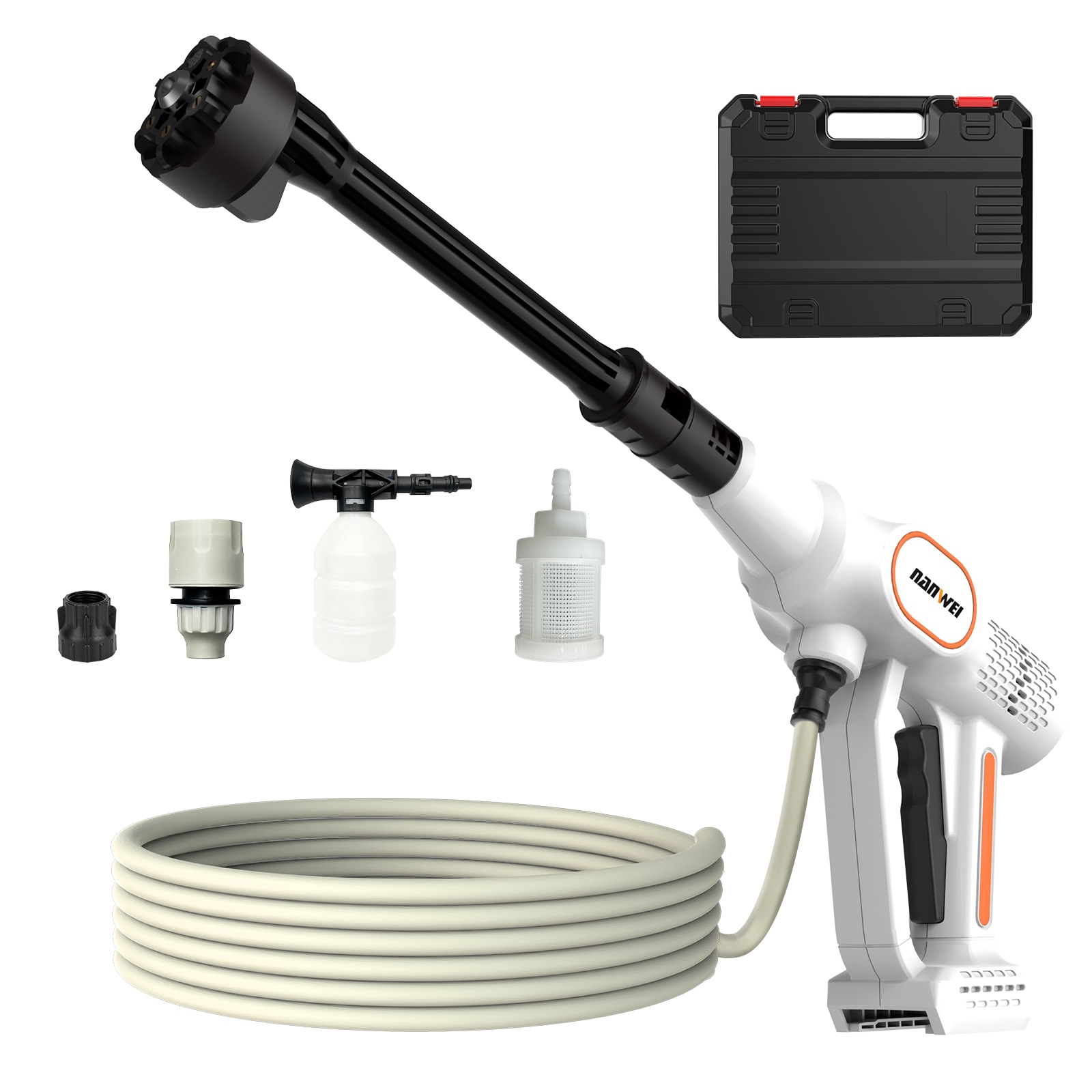 コードレス高圧洗浄機 充電式 マキタ18Vバッテリー対応 ブラシレスモーター 洗車機 小型軽量 自吸式 水道接続不要 6in1ノズル/フォームノズル付き 庭掃除用 【本体のみ】