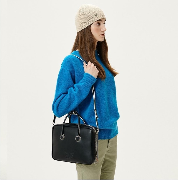 【MARGESHERWOOD】 PIPING TOTE : BLACK PLAIN