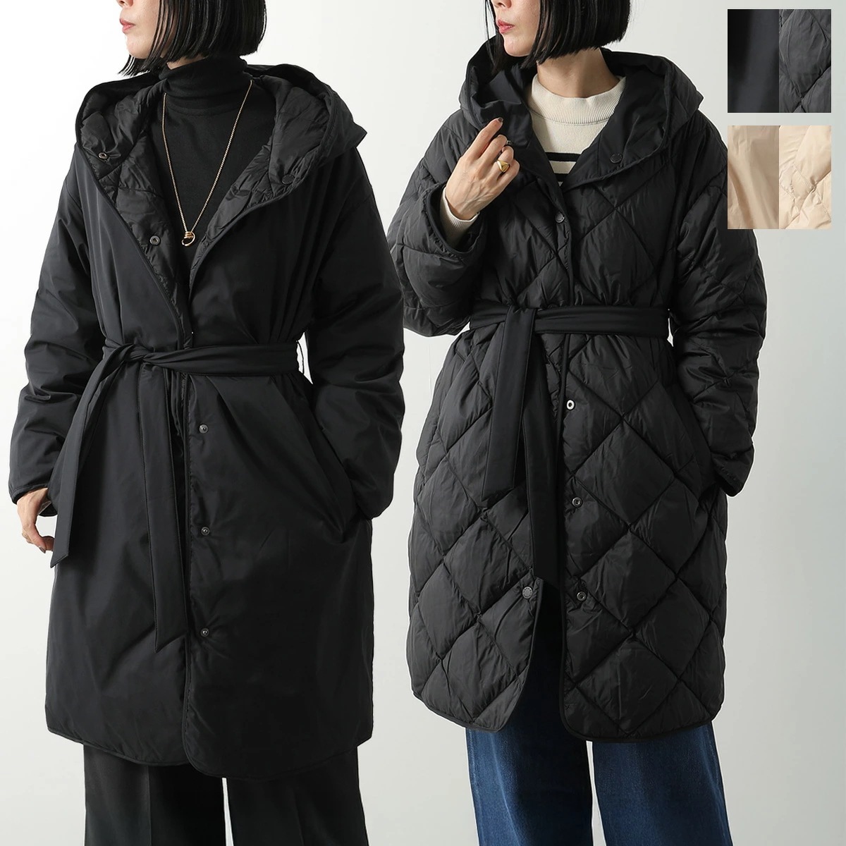 WEEKEND MAX MARA ウィークエンド マックスマーラ ダウンコート BANFY バンディ レディース リバーシブル フーテッド ロング丈 ロゴ 撥水 カラー2色