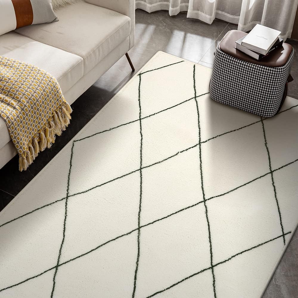 HAOCOO カーペット ラグ ラグマット 約1畳 北欧 アンティーク 幾何学柄 ふわふわ 滑り止め ホットカーペット対応 防音 洗濯可能 オールシーズン適用 リビング ダイニング (90х150cm