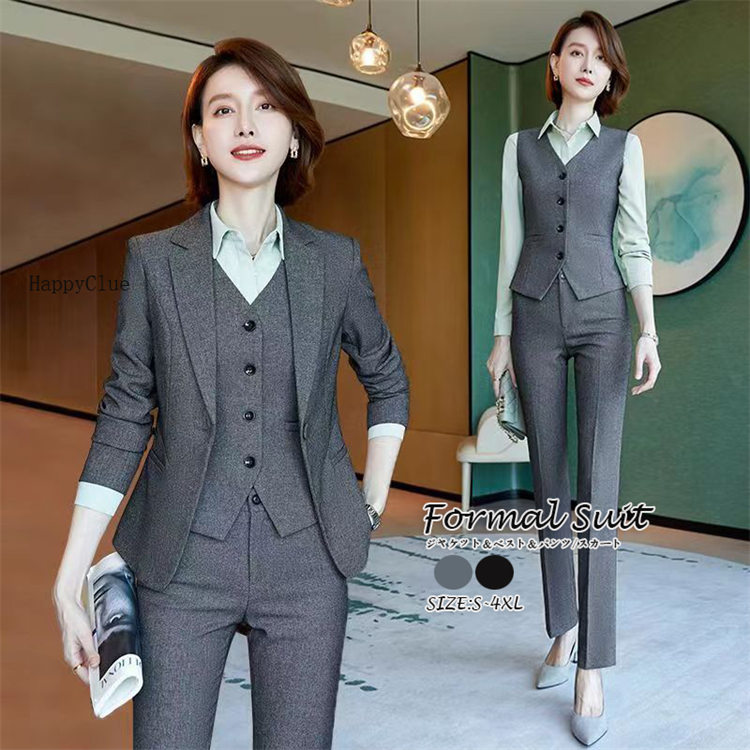 スリーピース ビジネス 事務服 レディース スカートスーツ パンツスーツ 長袖 春夏秋冬 スーツ 3点セット フォーマルスーツ キャリア リクルートスーツ 30代40代50代 卒業式 入学式 OLオフ