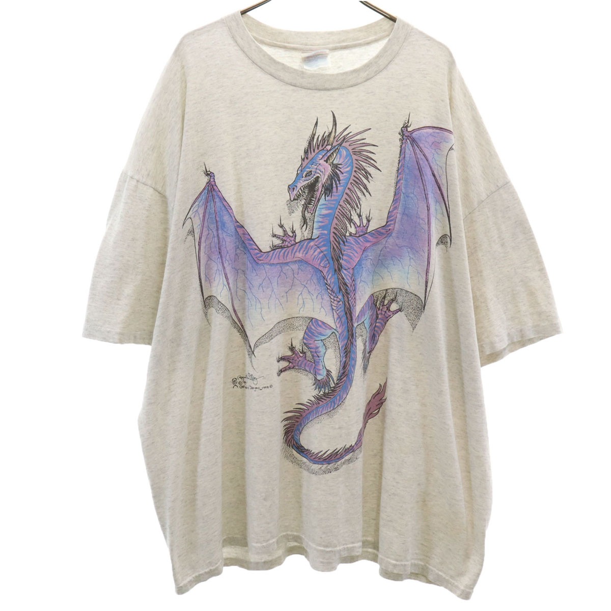 90s オールド 半袖 Tシャツ XXL グレー ヘビーウェイト シングルステッチ ビックサイズ メンズ 古着