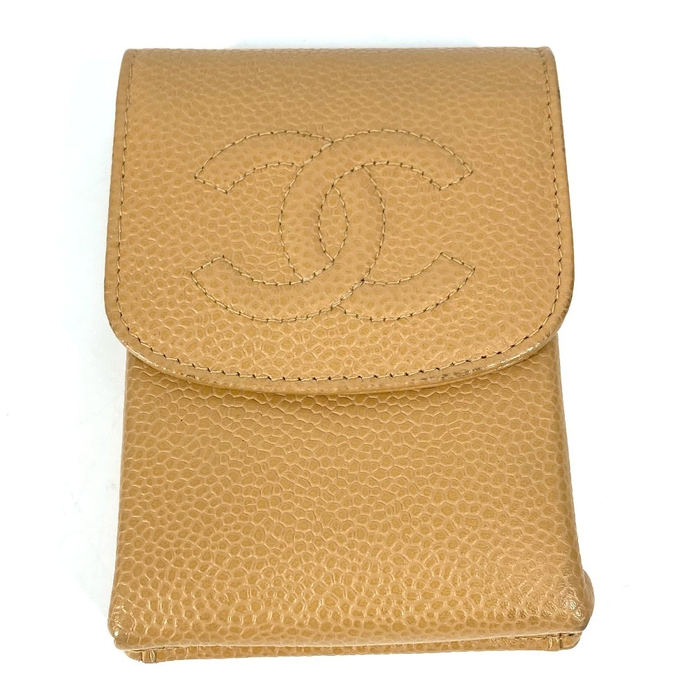 シガレットケース A13511 CC ココマーク ロゴ タバコケース ポーチ キャビアスキン ベージュ