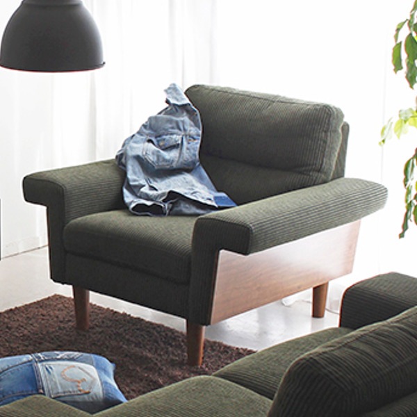 ソファ 幅93cm 1人掛け コーデュロイ ファブリック 木製 天然木 ソファー ひじ掛け リビングソファ 肘付き 椅子 イス チェア 1人用ソファ 1人掛けソファ リビング ダイニング