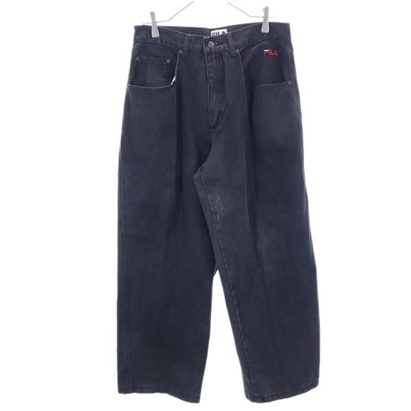 90s クロップド ワイド デニムパンツ w32 ブラウン系 ジーパン メンズ