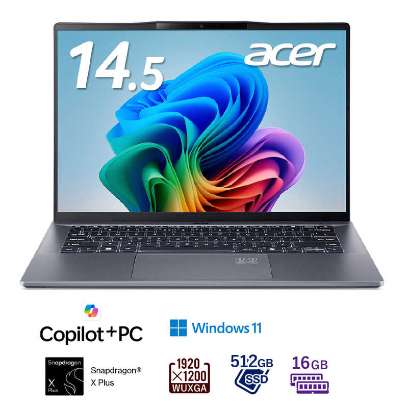 ACER エイサー　Swift Go 14 AI/14.5/Snapdragon X Plus/16/512/o無/w11 Swift Go 14 AI スチールグレイ　SFG14-01-A56Y