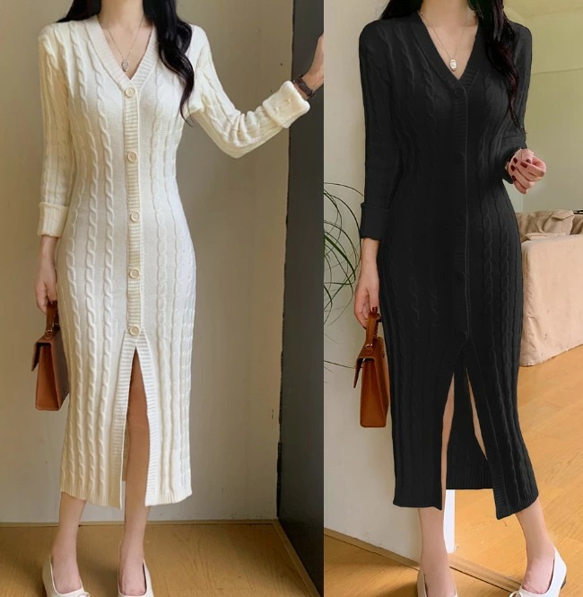 ロングワンピース 長袖 ニット カーディガン 羽織 シンプル カジュアル レディース大きいサイズ レディース 秋冬 結婚式 きれいめ タイト フォーマル 大人 上品 チュニック one-piece 4,988円
