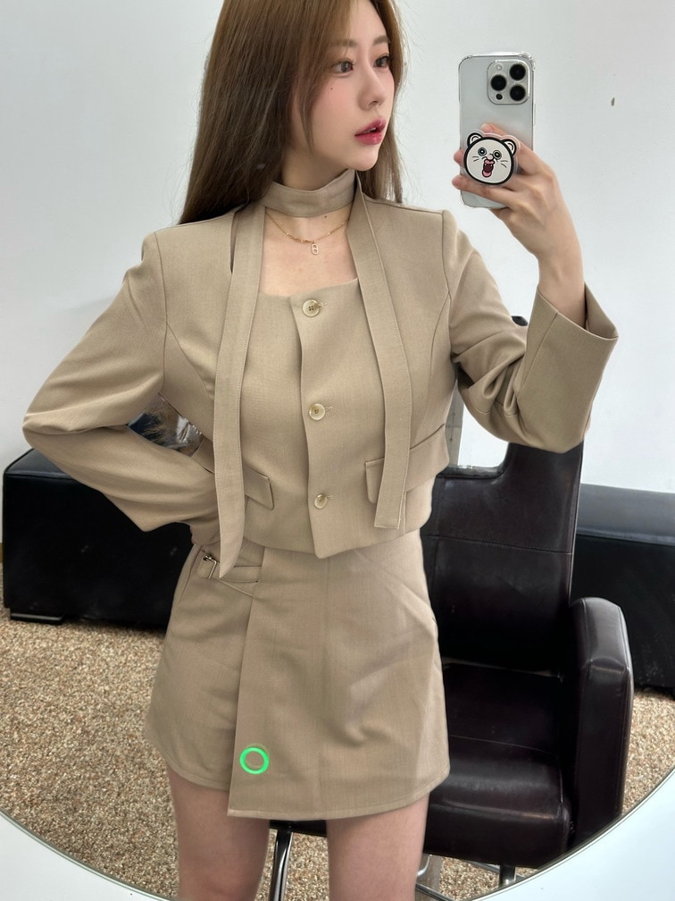 [彼女ルック/結婚式ルック/デートルック] タイ セミ クロップ ジャケット (タイ含む) 2color