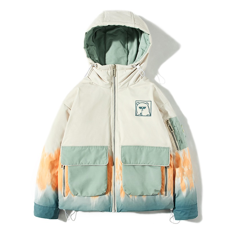 オリジナルデザインカップルダウンジャケット学生タイドブランドグラフィティ冬厚めショート