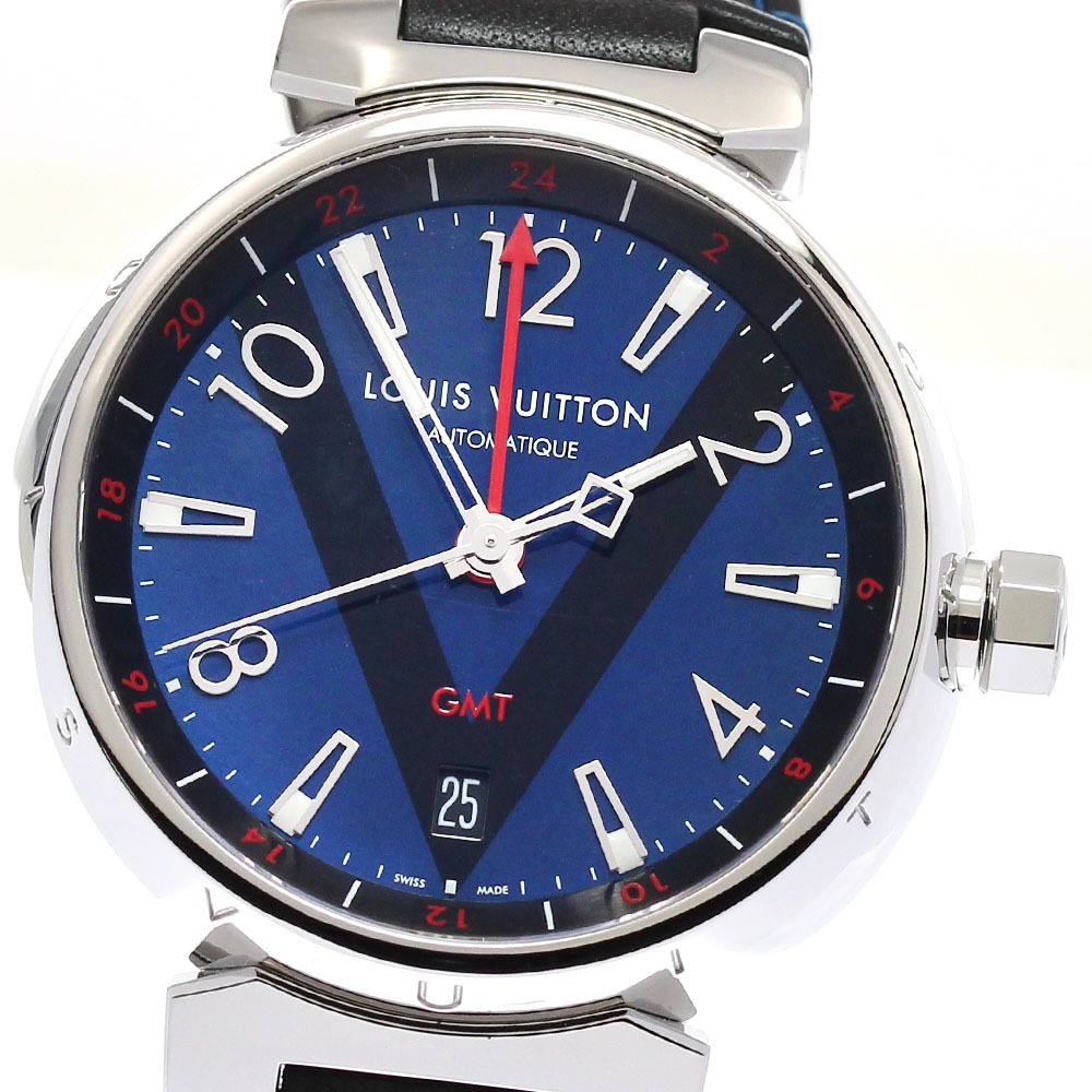 ルイヴィトン LOUIS VUITTON Q1157 タンブール GMT Vモチーフ デイト 自動巻き メンズ _826233【中古】