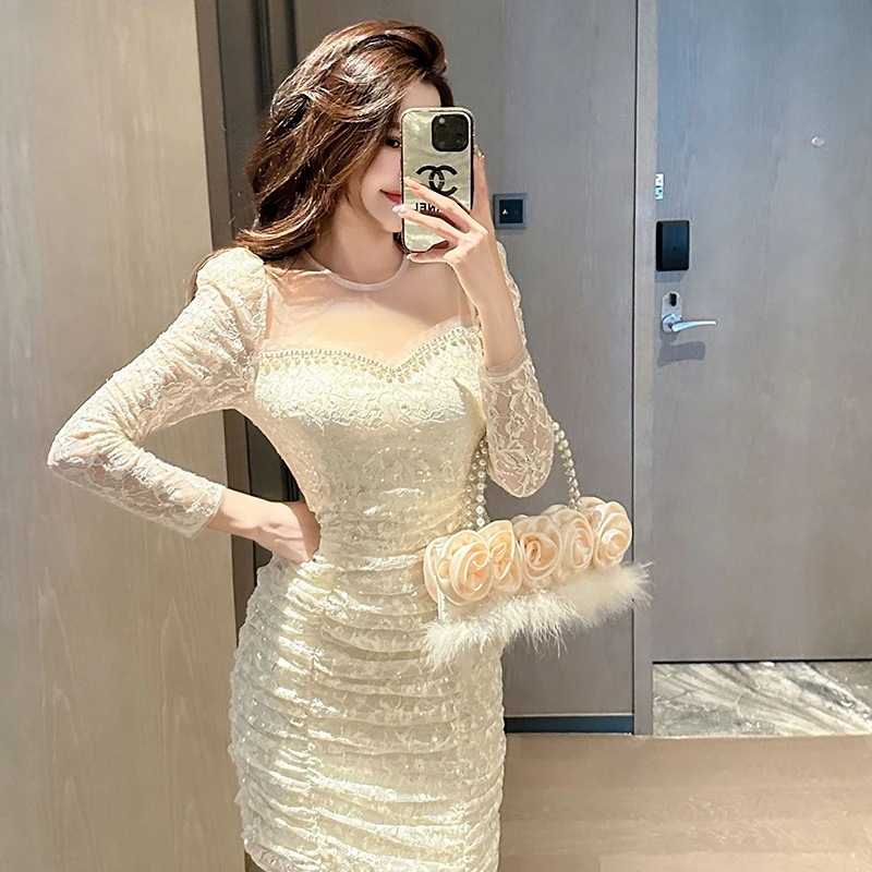 2024秋 スイート チュール ワンピース レース パーティードレス 着痩せ 大人 お呼ばれ 同窓会 披露宴 卒業式 結婚式 ウェディング 二次会 成人式30%までに制限