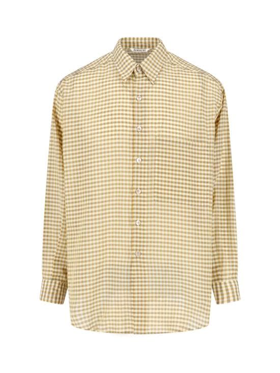 AURALEE Men Shirts A26SS01GC MUSTARD GINGHAM CHECK Beige