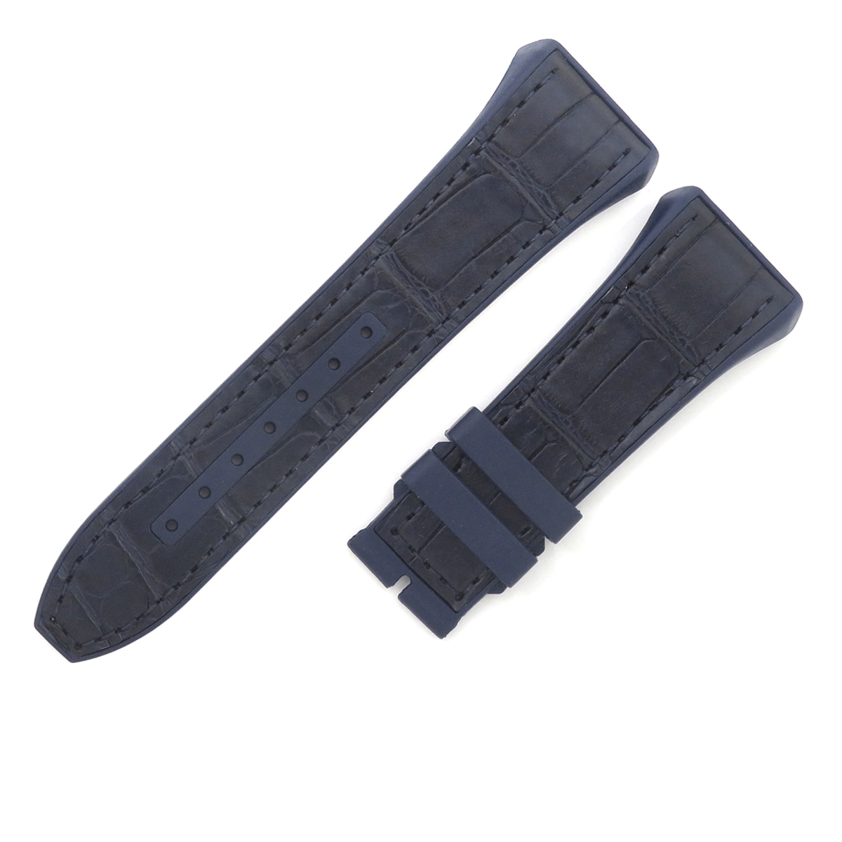 ヴァンガード V45用 クロコ×ラバーバンド メンズ 未使用 純正 ベルト バンド ストラップ 替え 28mm ネイビー 紺