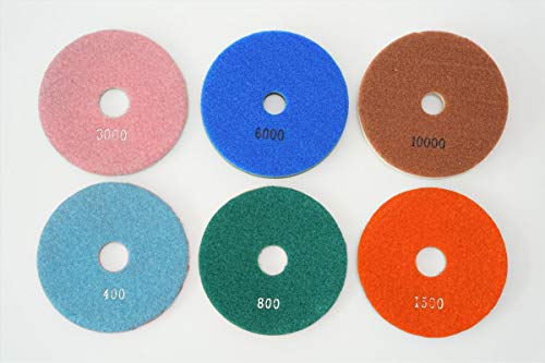 大理石用ダイヤモンド研磨パッド 125mm 6枚(#400 #800 # 1500 # 3000 #